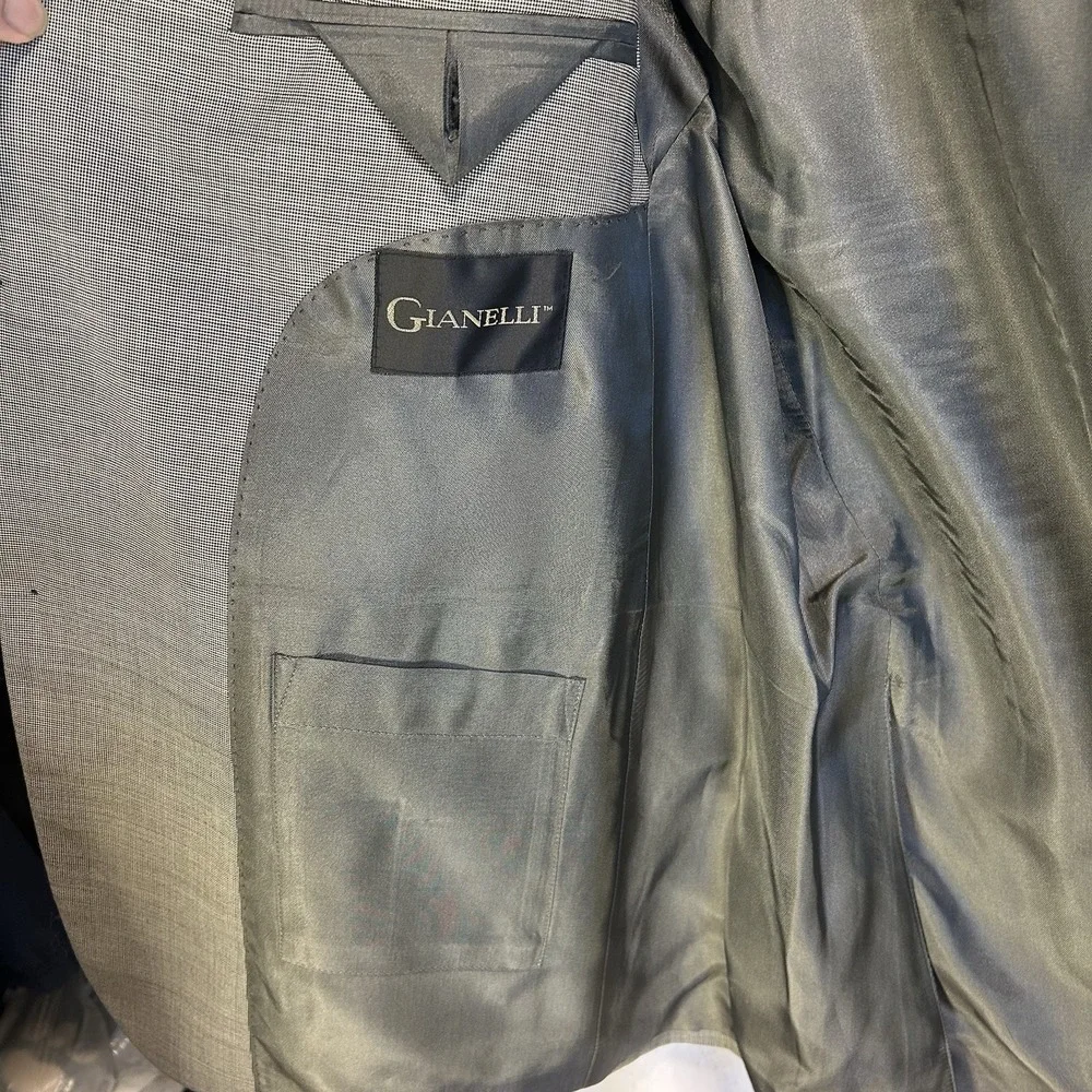 Gianelli Mens 42R Blazer Suit Jacket Italian‎ 2 Button Wool Double Vent Gray NWT